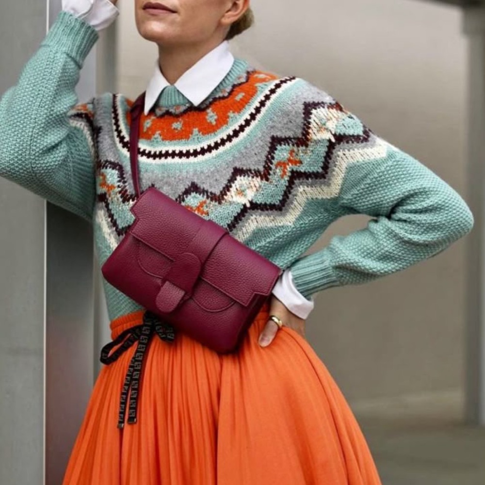 J. Crew Fair Isle Lambswool Sweater Turquoise Blue & Orange